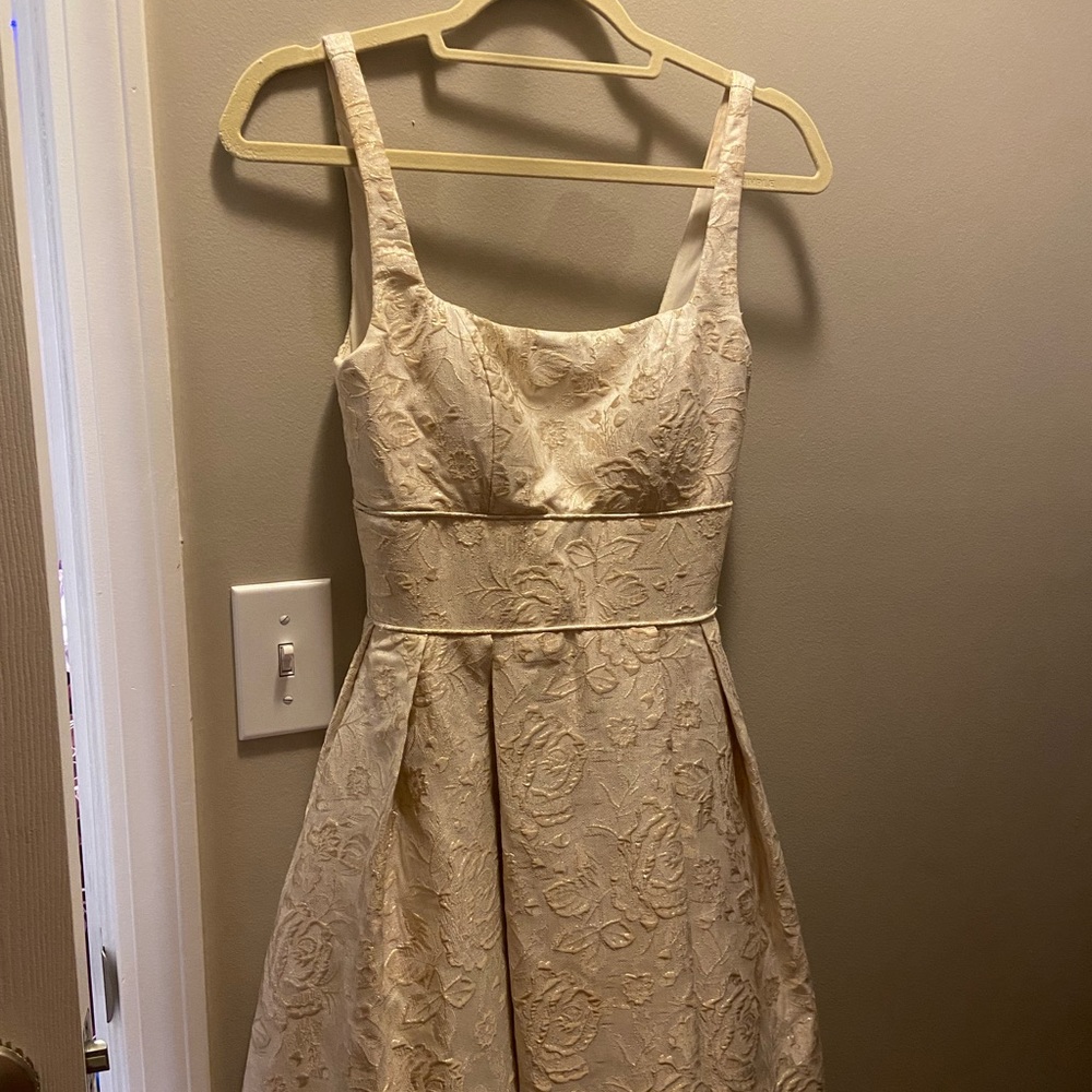 white and gold prom dress